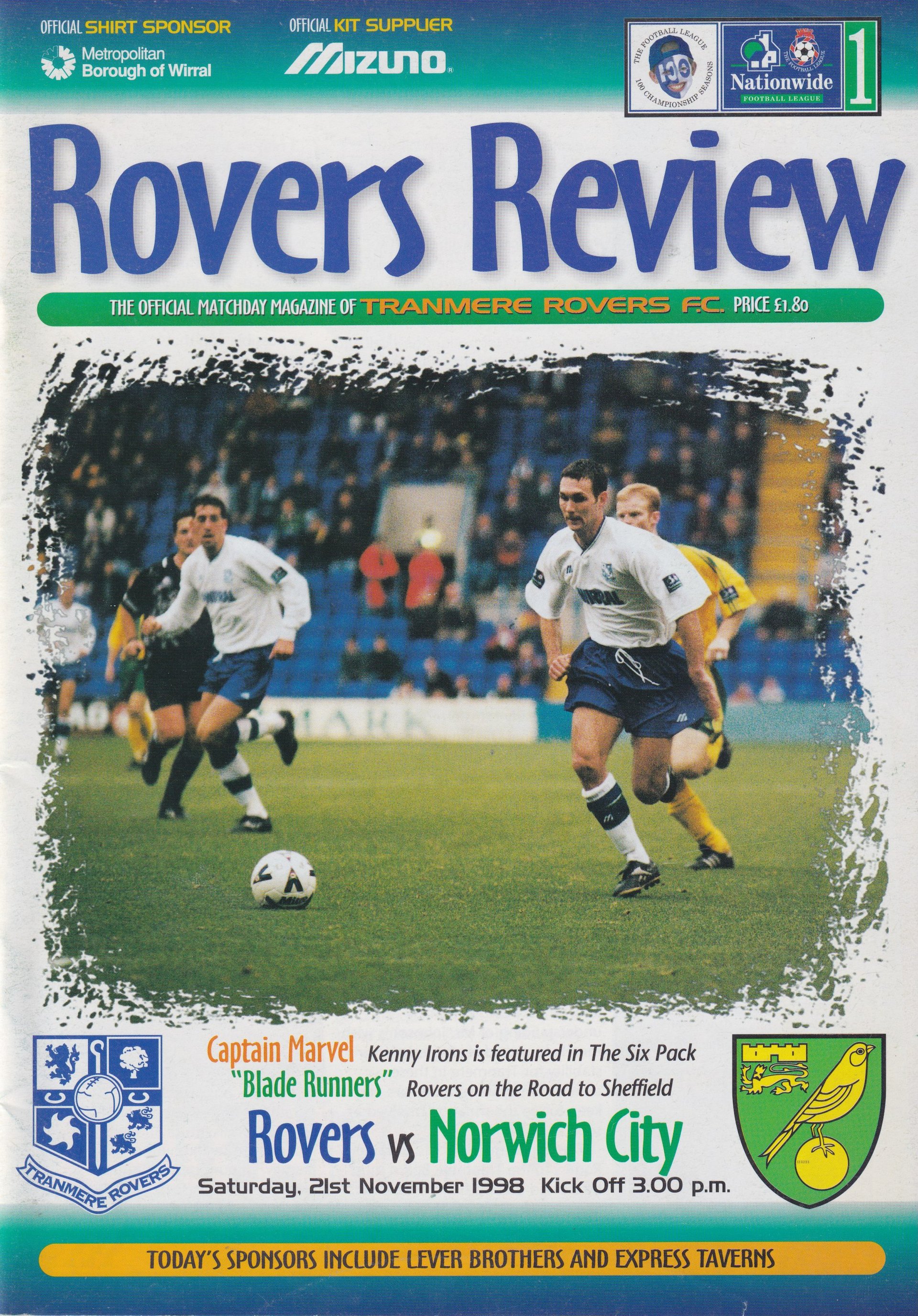 Tranmere Rovers v Norwich City match programme